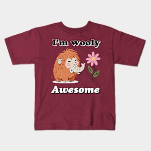 I'm wooly awesome, Wooly mammoth design Kids T-Shirt